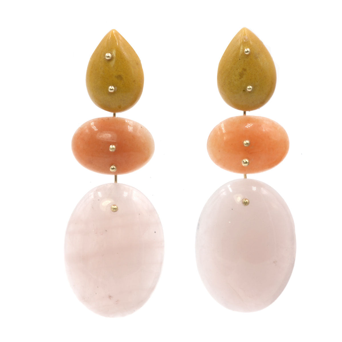 Mobile Earrings Jasper Aventurine Rose Quartz Dark