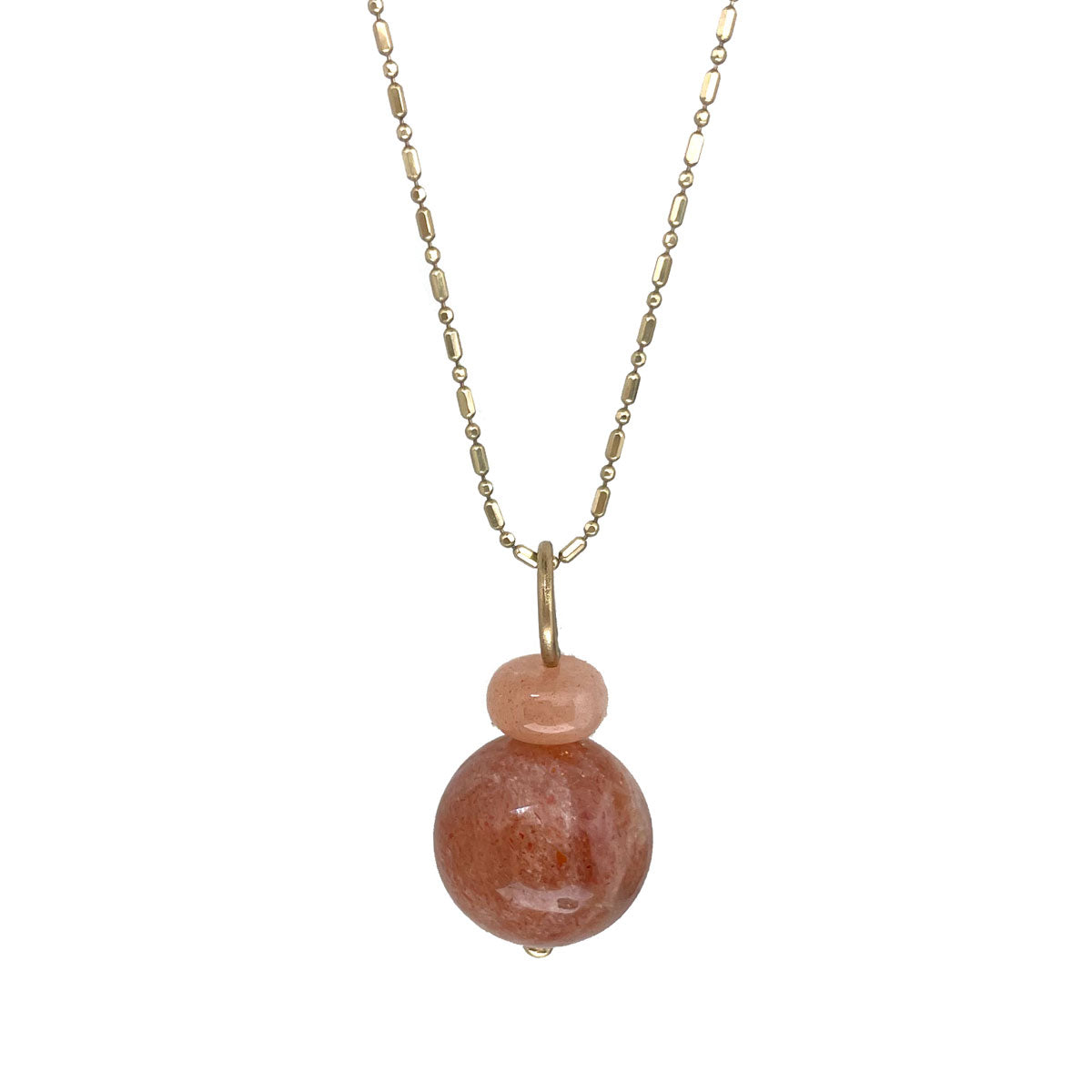 Lucky Pom Peach Moonstone and Orange Sunstone