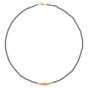 Mini Bubbles Necklace - Onyx and Dazzle Gold Beads