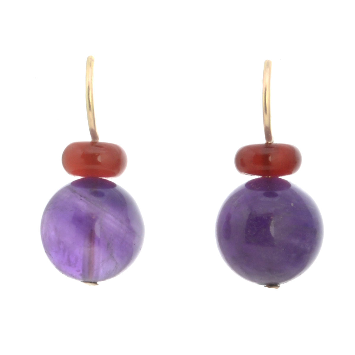 Pom Pom Hooplet Earrings Carnelian Amethyst