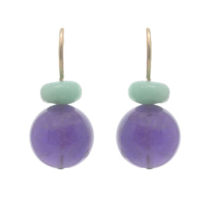 Pom Pom Hooplet Earrings Chrysoprase Amethyst