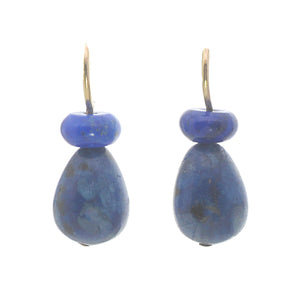 Pom Pom Pear Hooplet Earrings Lapis Sodalite