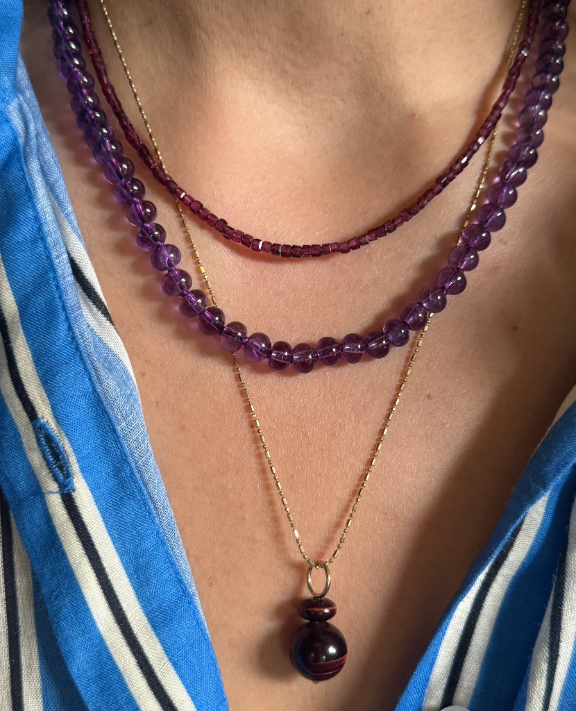 Moody Micro Necklace - Purple Garnet