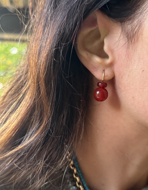 Pom Pom Hooplet Earrings Carnelian