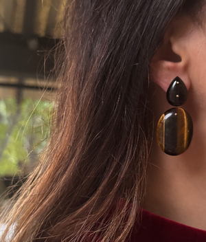 Mobile Earrings Onyx Tigers Eye