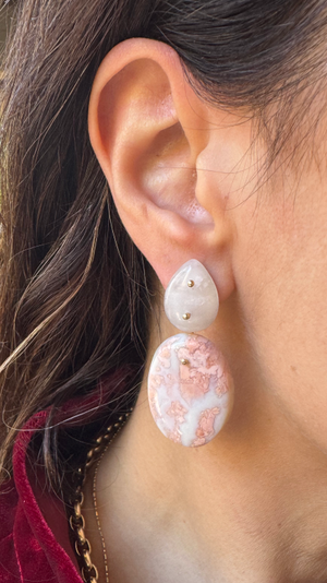 Mobile Earrings Rose Quartz Pink Chalcedony