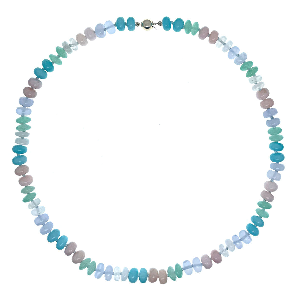 Beaded Moonstone, Chalcedony, Pink Opal and Aventurine Necklace