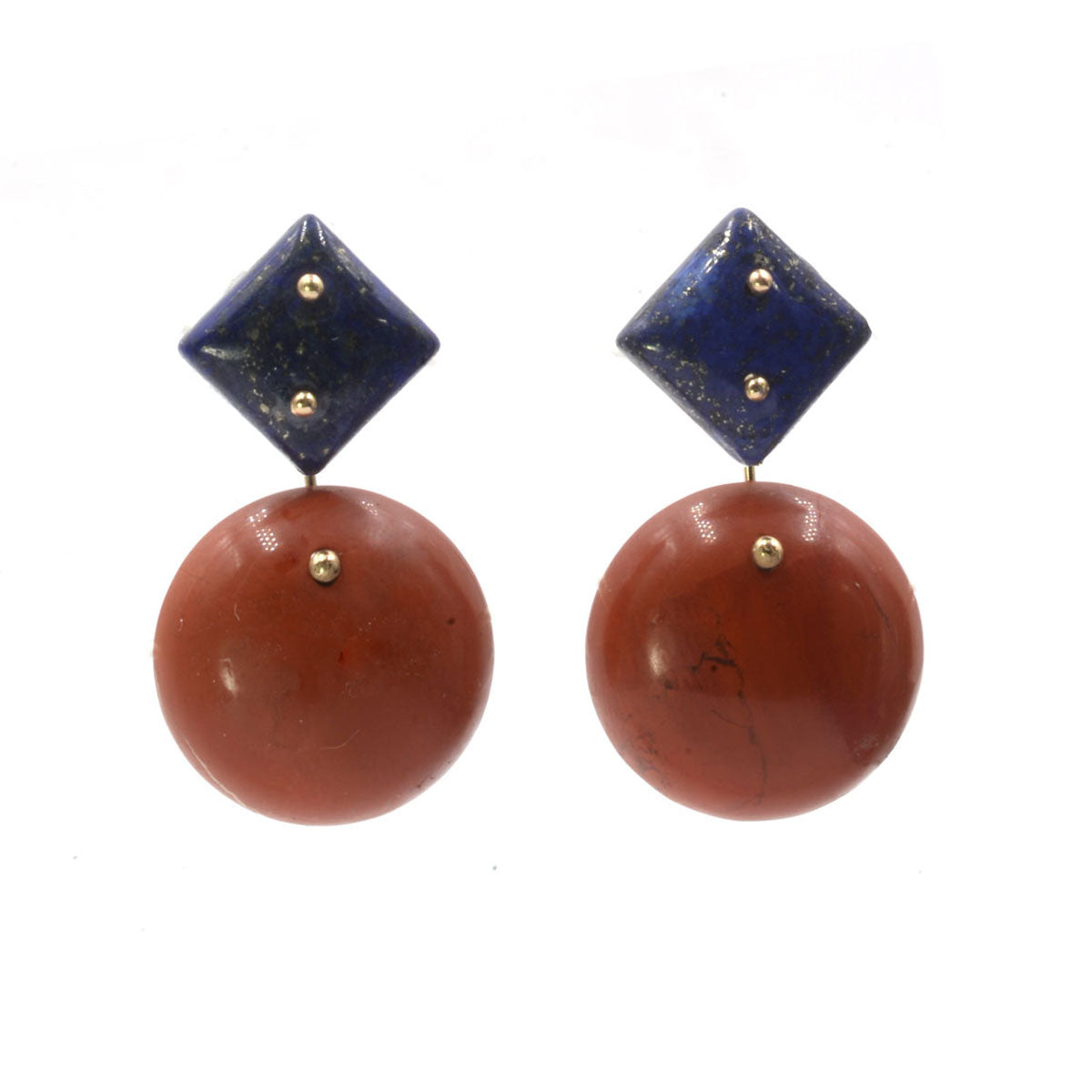 Mobile Earrings Lapis Jasper Round