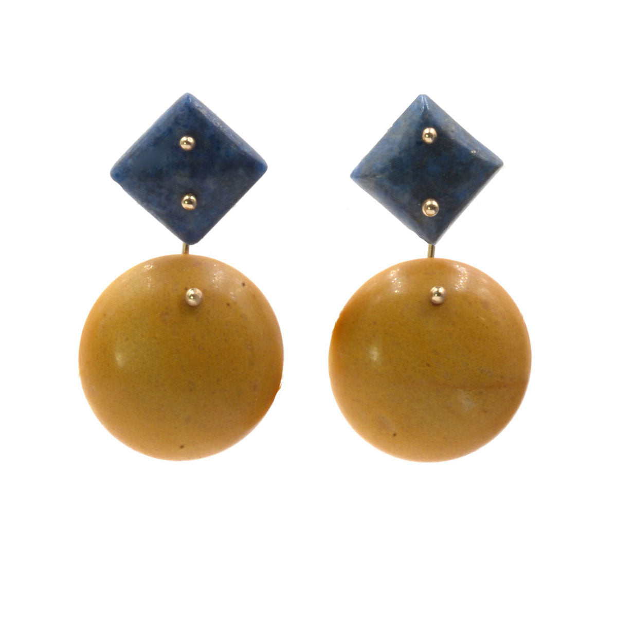 Mobile Earrings Denim Lapis Yellow Jasper