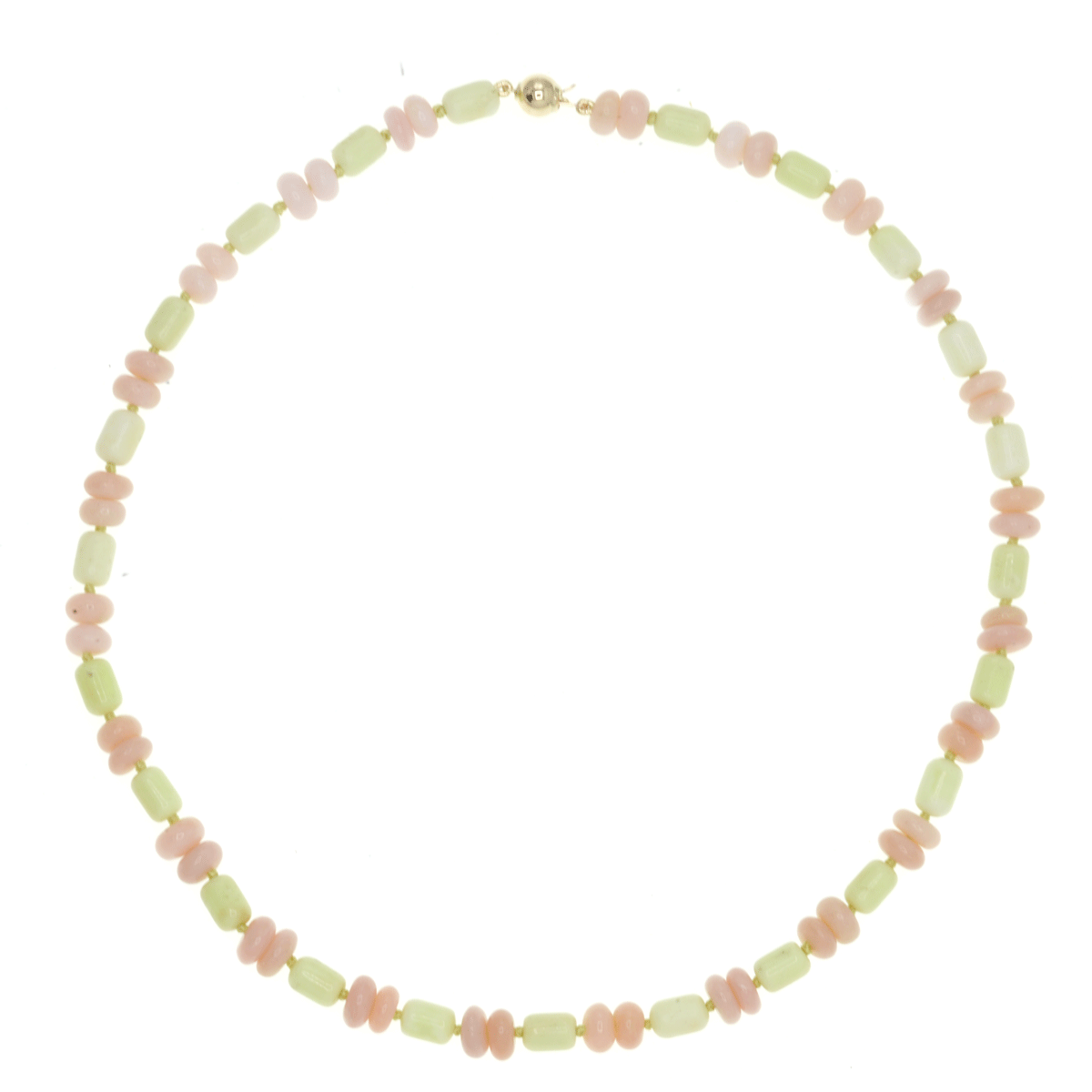 Beaded Pink Opal and Lemon Chrysoprase Necklace