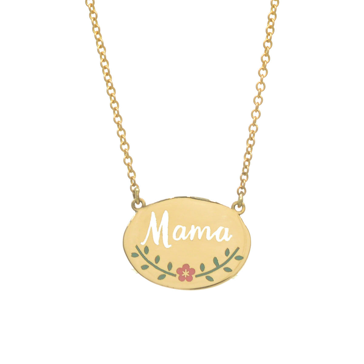 Enamel Floral Mama Signet Necklace