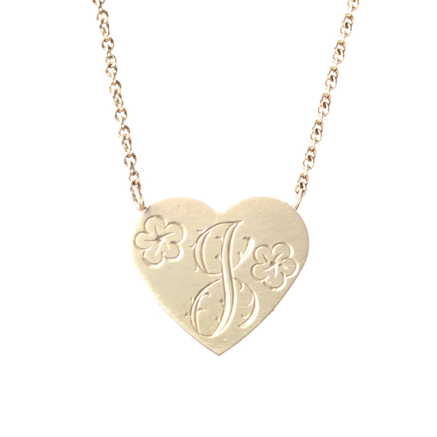 XL Floral Engraved Heart Necklace
