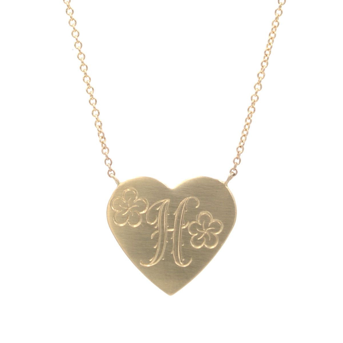 Floral Engraved Heart Necklace