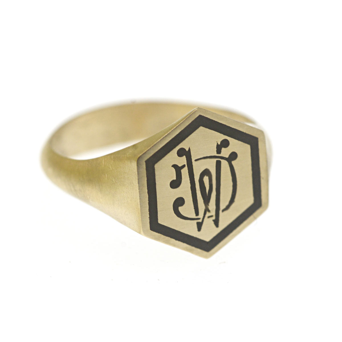 Custom Hexagon Intertwined Initials Ring