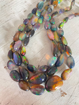 Beaded Ethiopian Nugget Necklace - Rainbow Flashes