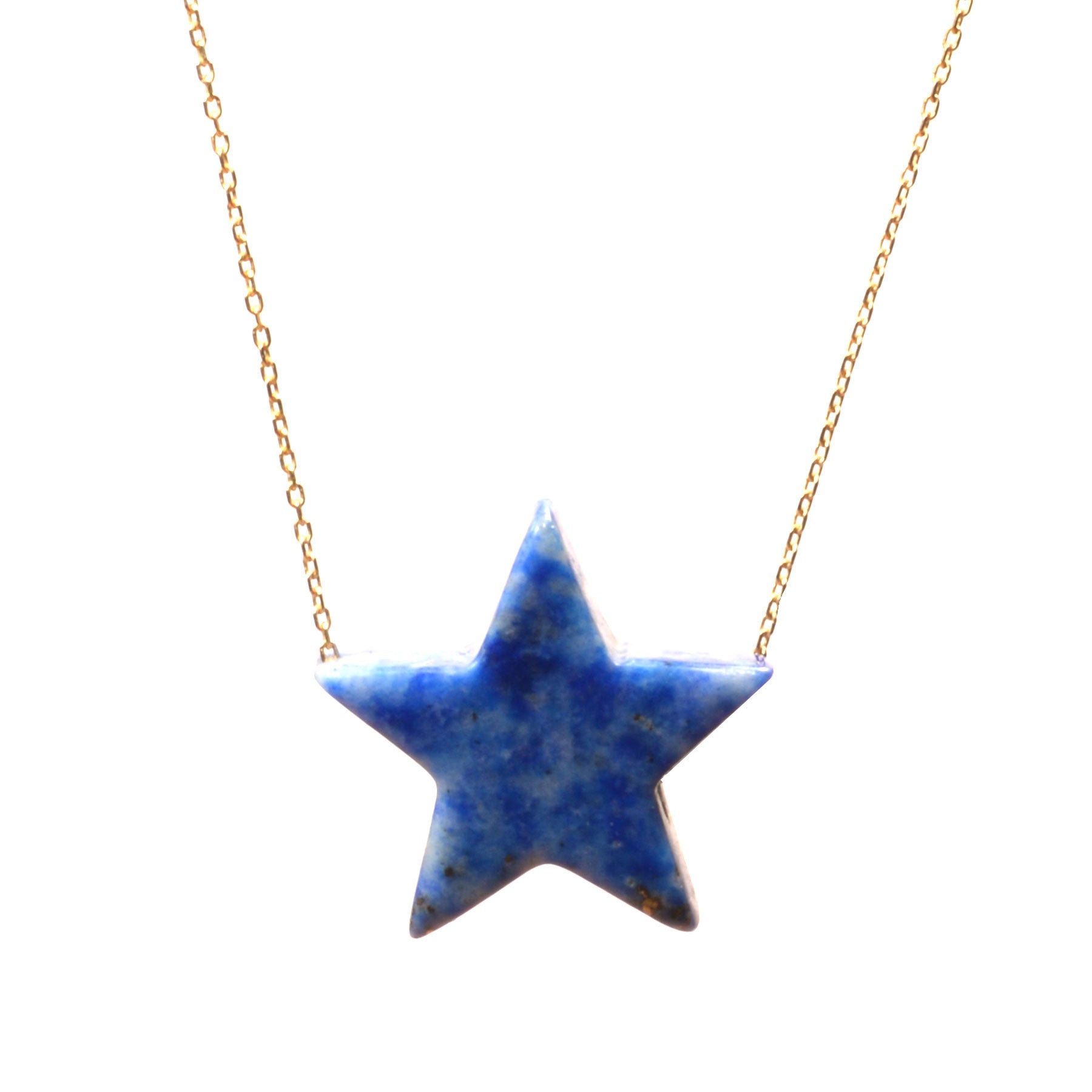 Lapis Simple Drop Star Necklace