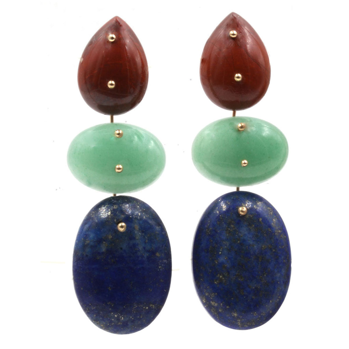 Mobile Earrings Jasper, Aventurine, Lapis