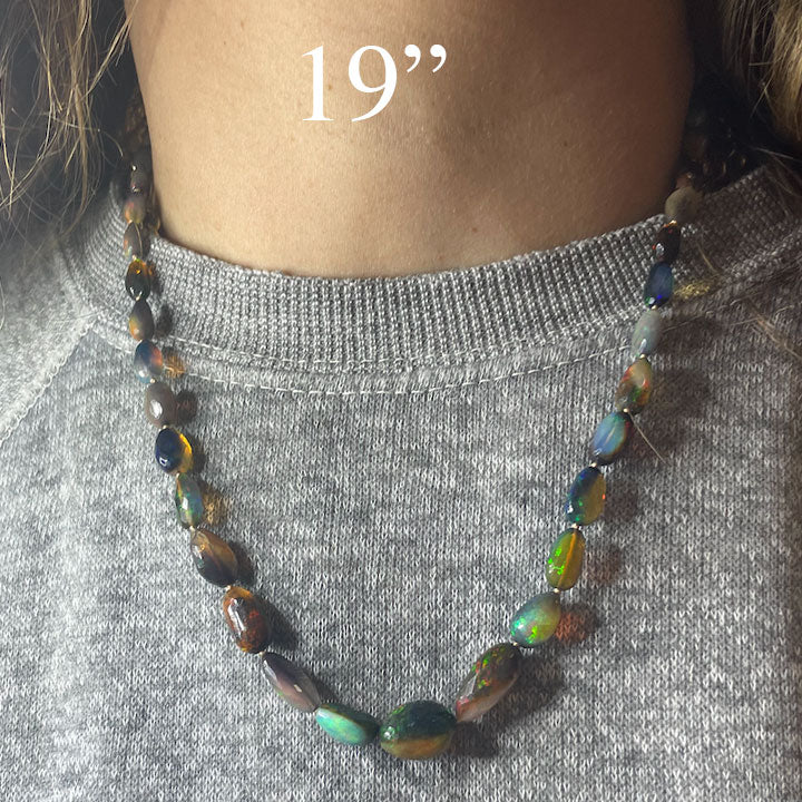 Beaded Ethiopian Nugget Necklace - Rainbow Flashes