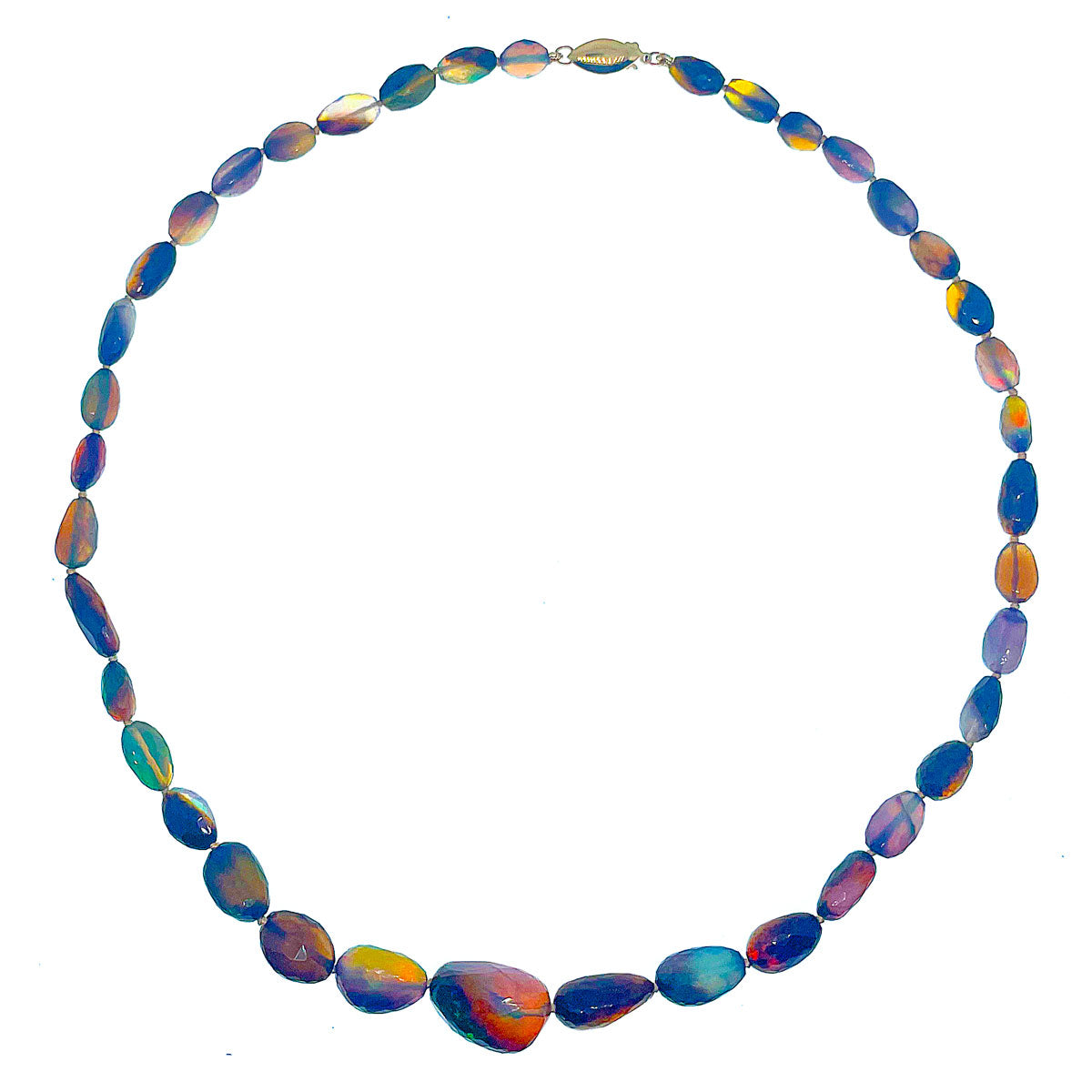 Beaded Ethiopian Nugget Necklace - Rainbow Flashes