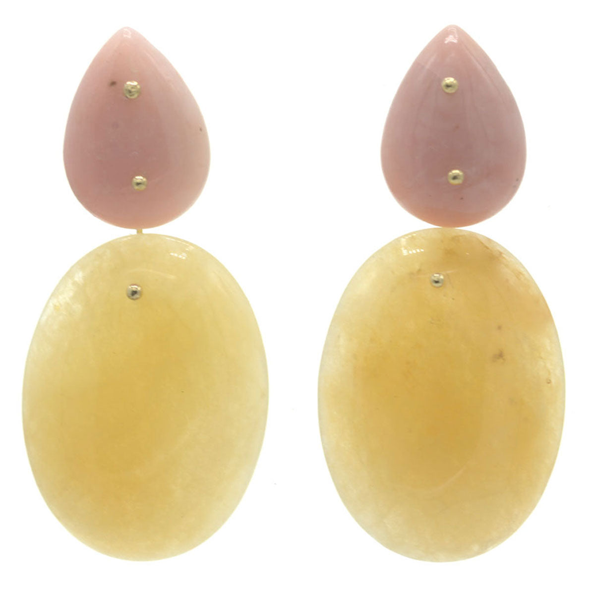 Mobile Earring Pink Opal Orange Jade
