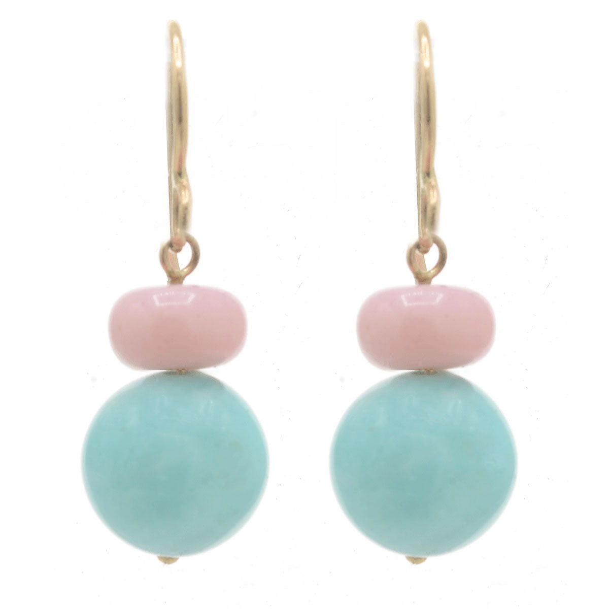 Pom Pom Earrings Amazonite Pink Opal