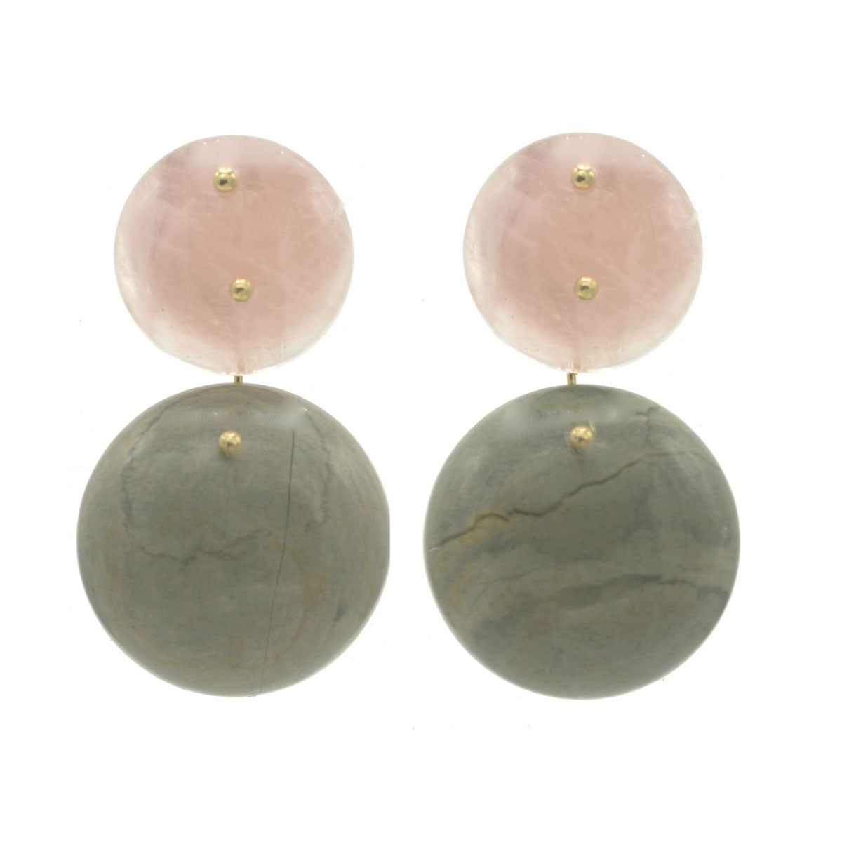 Mobile Earrings Rose Quartz Grey Agate
