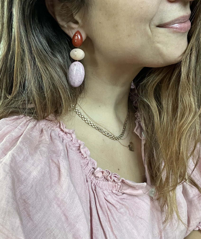 Mobile Earrings Red Jasper, Aventurine and Rhodonite