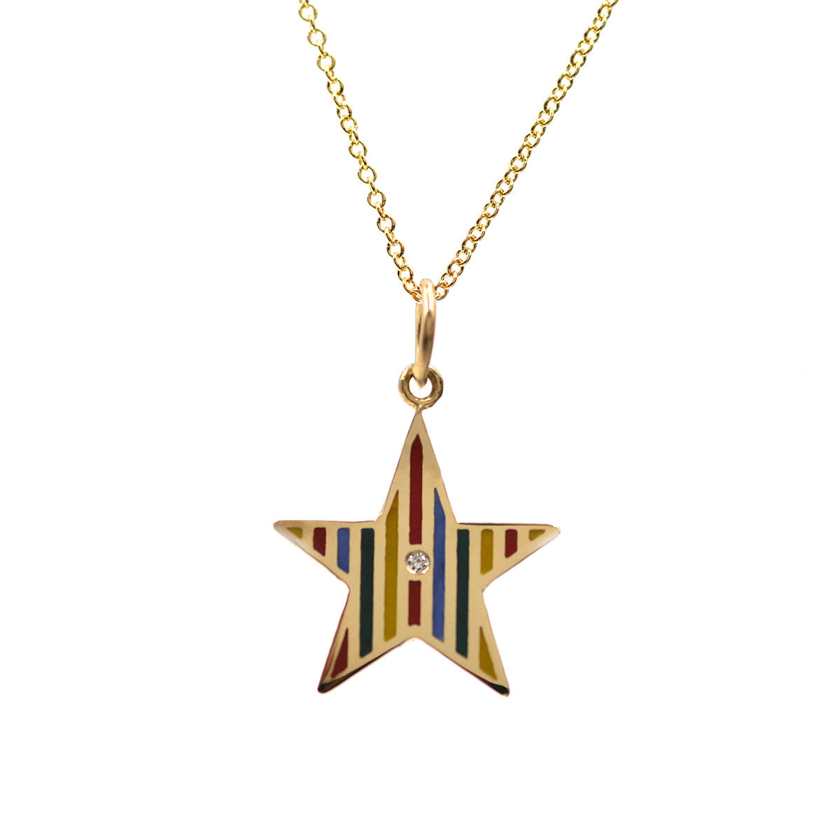 Enamel Striped Star Necklace