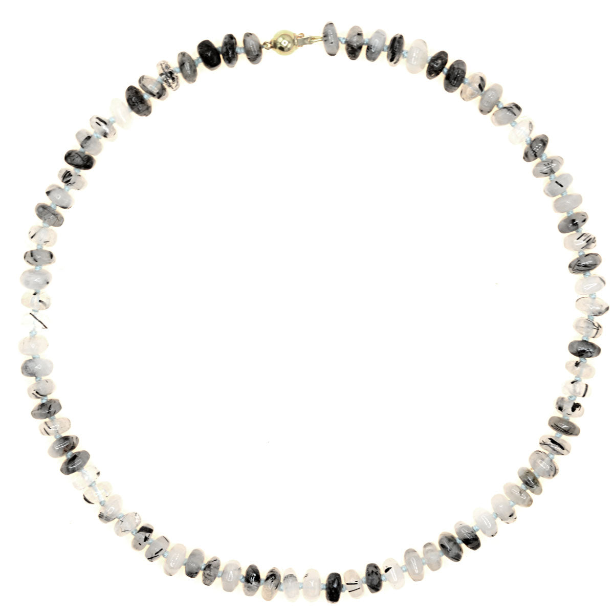Beaded Black Tourmaline in Quartz Necklace