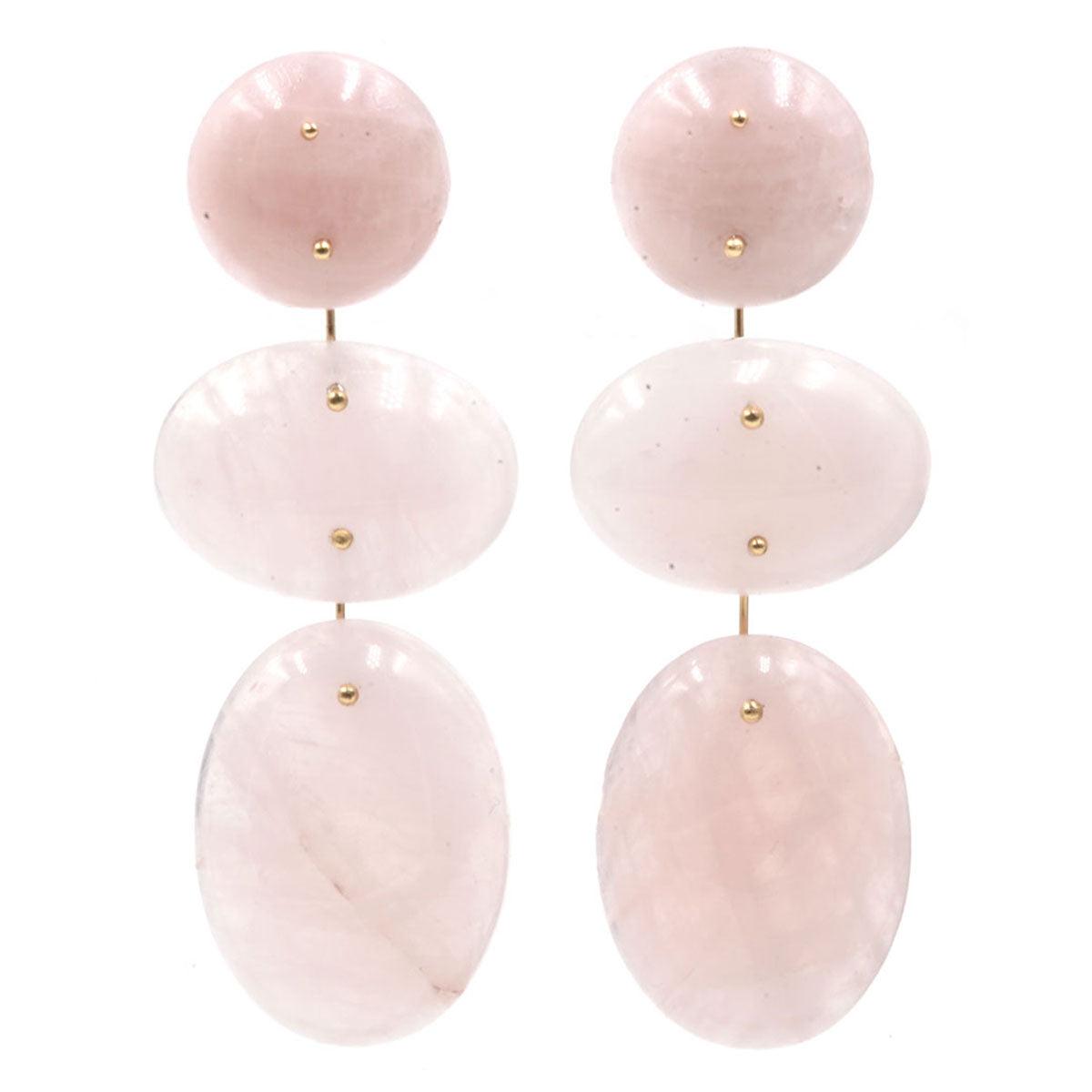 Mobile Earrings Triple Rose Quartz