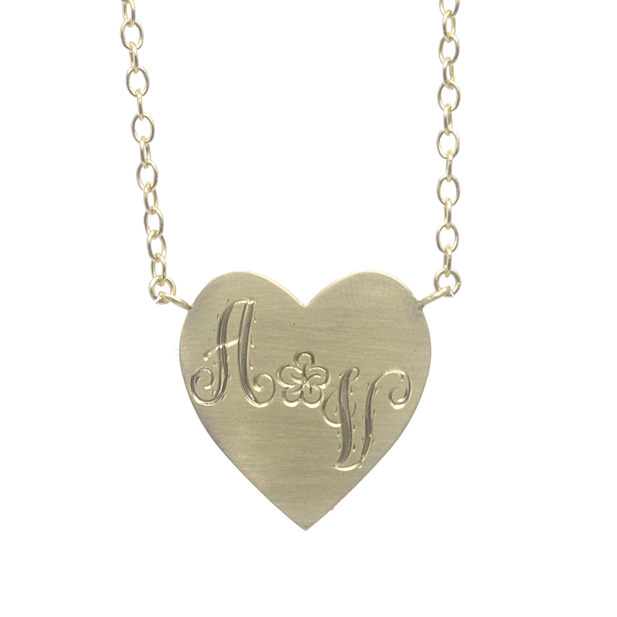 XL Floral Engraved Heart Necklace