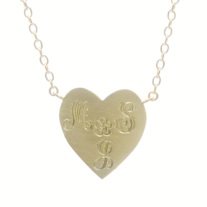 XL Floral Engraved Heart Necklace